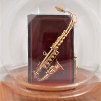 Saxophon Messing 8cm in mundgeblasener Flasche 500ml